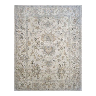 Persian Sultanabad Wool 9x11 Ivory, Grey & Light Blue Handmade Area Rug #1140991 For Sale