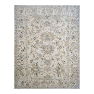 Persian Sultanabad Wool 9x11 Ivory, Grey & Light Blue Handmade Area Rug #1140991