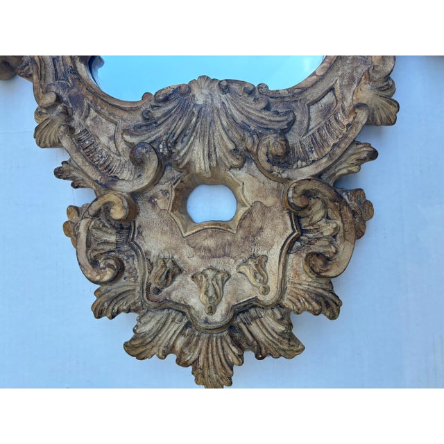 Wood Early 20th Century Rococo Baroque Italian Style Intricate Cream Wall Mirror For Sale - Image 7 of 9