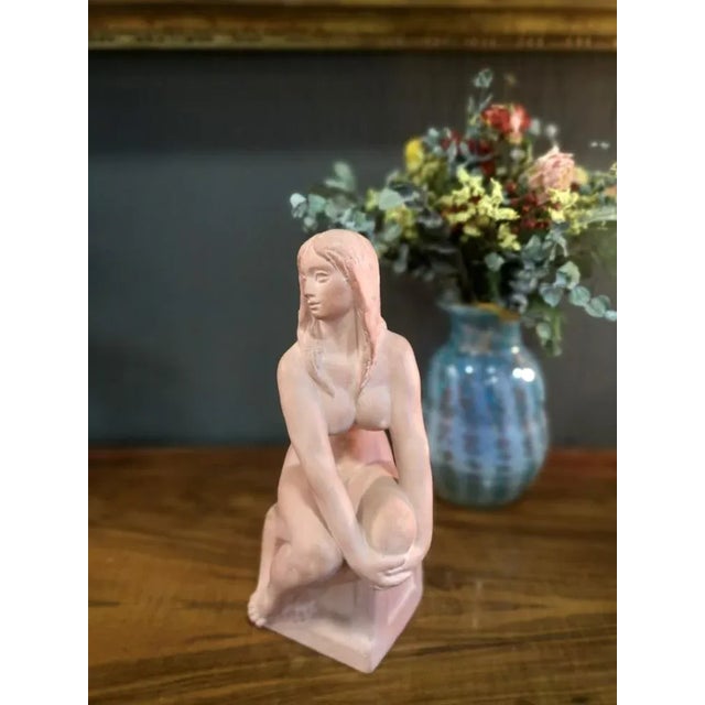 Lovely details on this terracotta nude of a woman, in Art Deco style. The sitting nude is by sculptures Kelemen, signed 1973.