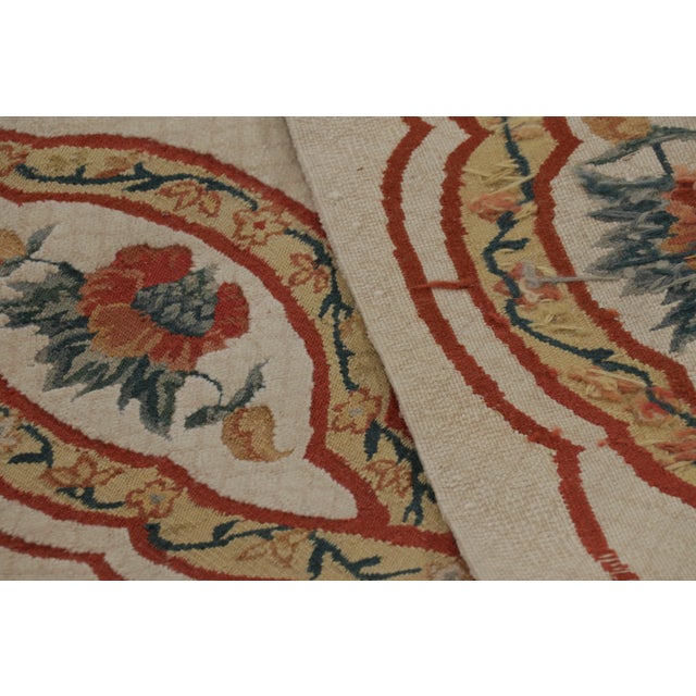 Rug & Kilim’s Tudor Style Rug in Beige-Cream With Geometric and Floral Patterns For Sale - Image 9 of 9