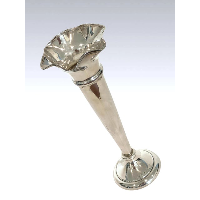 Antique Walker & Hall Sterling Silver Trumpet Vase English C1924 (Mappin & Webb) For Sale In Tampa - Image 6 of 12