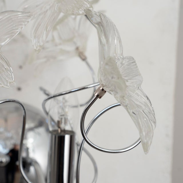 Chrome Sconce with Clear Murano Glass Flowers, Italy, 1990s For Sale - Image 10 of 12