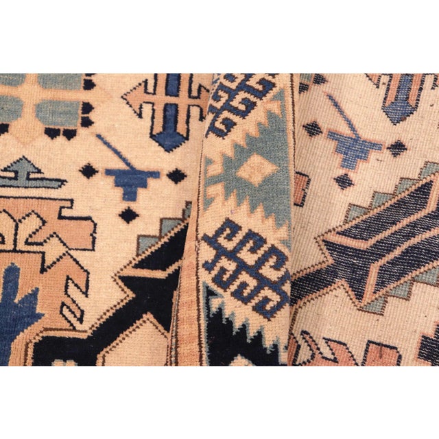 Beige 1970s Vintage Tribal Kargahi Beige/Blue Hand Knotted Rug For Sale - Image 8 of 10