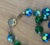 1940s 1950s Blue/Green Beaded Necklace W/ Gold Rose Clasp For Sale - Image 5 of 6