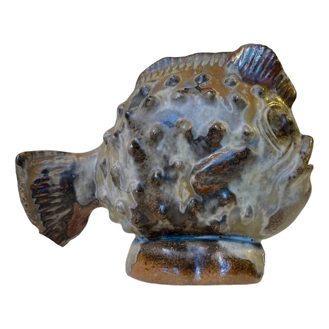 Midcentury Lumpfish in Glazed Stoneware from Axella Denmark, 1970s For Sale