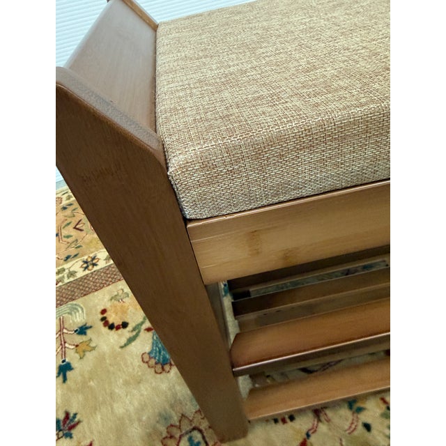 Brown Transitional Wood Padded Bench Seat For Sale - Image 8 of 12