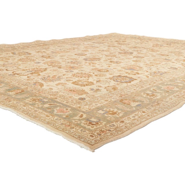 Antique Persian Khorassan Rug with Grandmillennial Style 08'02 x 11'03. Take a timeless, tailored design, mix in a dash of...