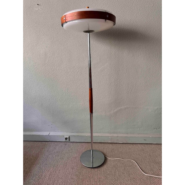 Phase Eclipse S Dimmable Floor Lamp in Chrome & Wood by Luis Pérez De La Oliva for Fase, 1966 For Sale - Image 16 of 16