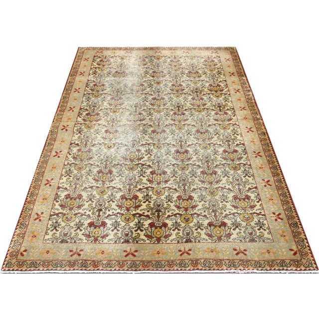 1960s Turkish Oushak Rug For Sale In Los Angeles - Image 6 of 7