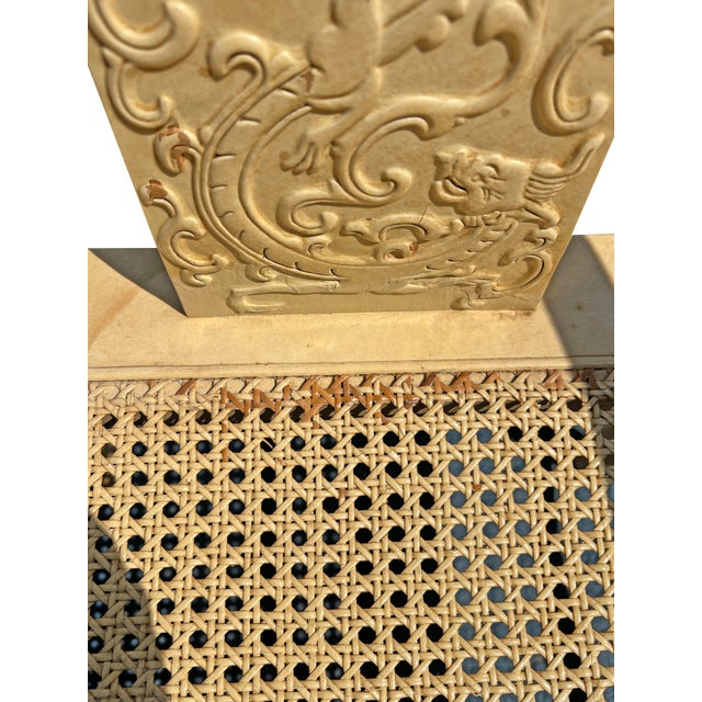 Vintage Henredon Asian Style Faux Goatskin Laquer Dining Chairs 6 For Sale - Image 10 of 14