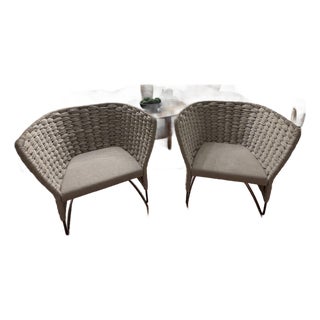 Authentic Paola Lenti Woven Rope Lounge Chairs – Pair – Gray For Sale