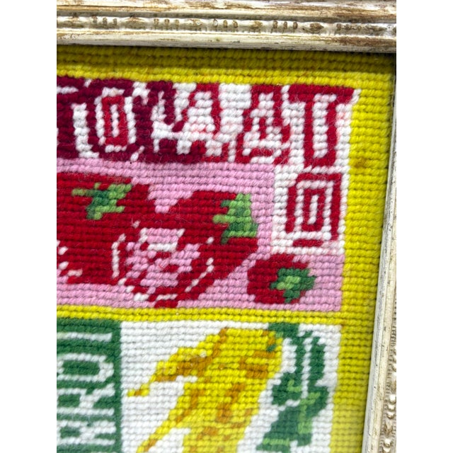 1970s Vegetable Crewel Pop Art Artwork Framed For Sale - Image 4 of 7