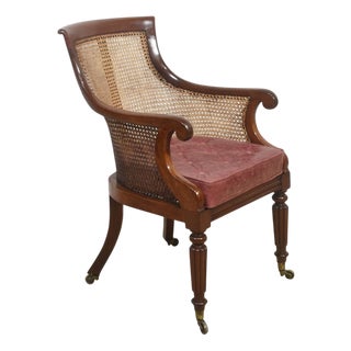 Regency Mahogany Bergere Armchair For Sale