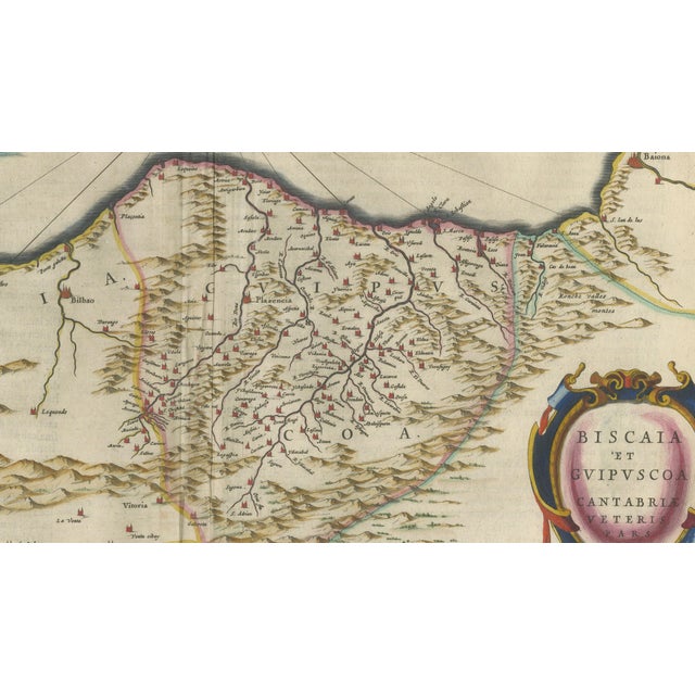 Map of Basque Country Bilbao and Cantabria from Blaeu, 1642 For Sale - Image 6 of 11