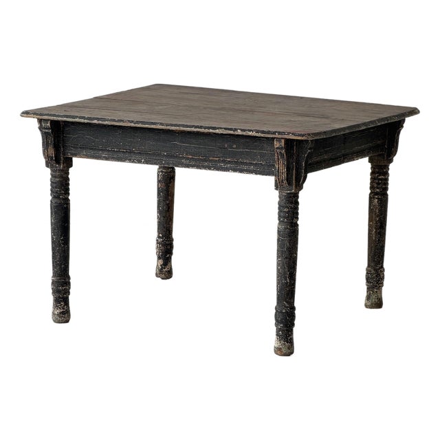 Primitive Painted Square Antique Dining Table For Sale