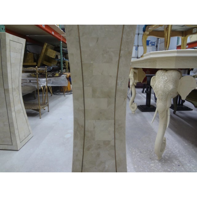 Brass Post-Modern Karl Springer Style Tessellated Stone and Brass Pedestal For Sale - Image 8 of 11