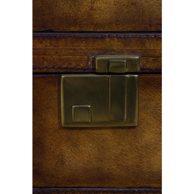 Brown Maitland Smith Leather Luggage Chest Chiffonier For Sale - Image 8 of 12
