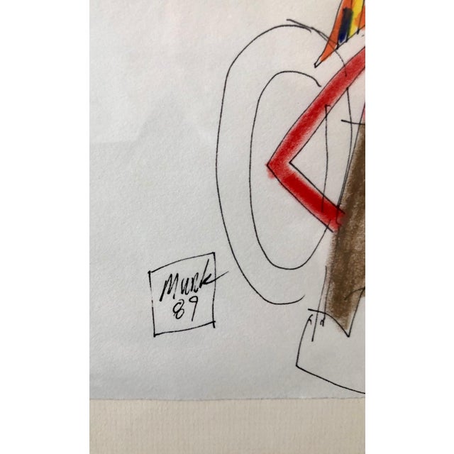 1980s Loren Munk, Mixed Media Neo Expressionist Painting Drawing African American Kids in Park, 1989 For Sale - Image 5 of 6