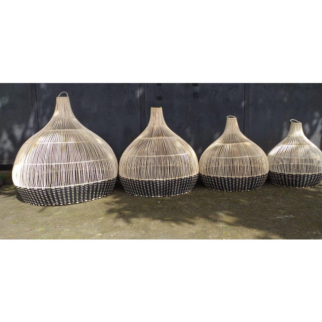 Tan Modern Wicker Tux Gourd Pendant Light XL For Sale - Image 8 of 11