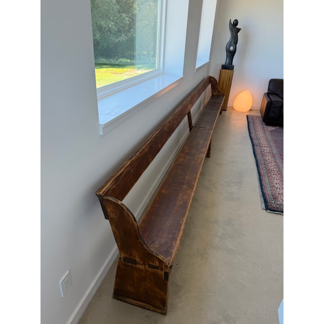 Early 20th Century 16' Sixteen Feet Long Monumental Amish School House Wood Bench For Sale - Image 5 of 18