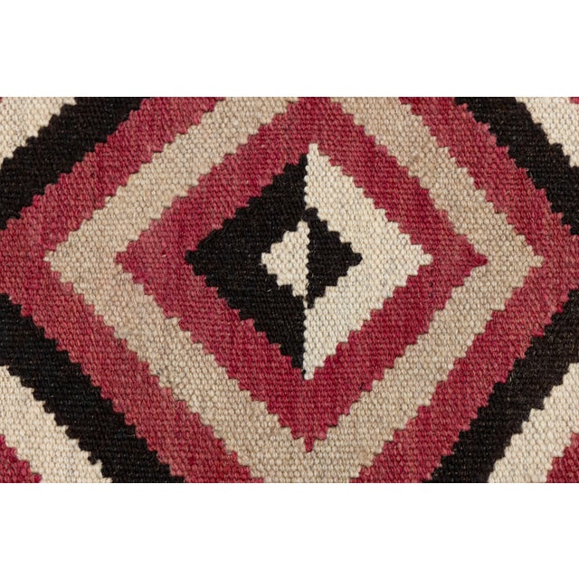 2020s Contemporary Southwest Navajo Style Crimson Wool Rug With Geometric Diamond For Sale - Image 5 of 11