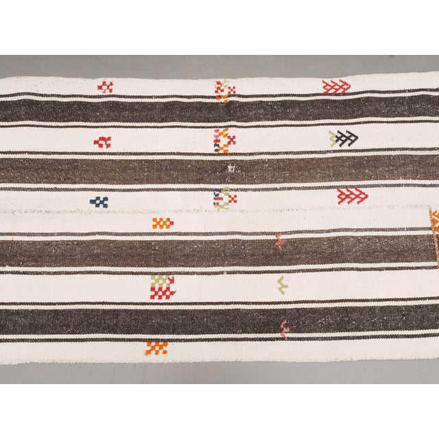 1970s Vintage Handmade Wool Cotton White Runner Rug For Sale - Image 11 of 11