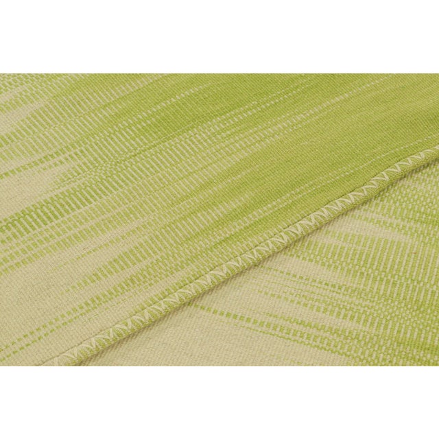 Textile Rug & Kilim’s Contemporary Kilim in Beige & Green Stripes & Geometric Patterns For Sale - Image 7 of 7