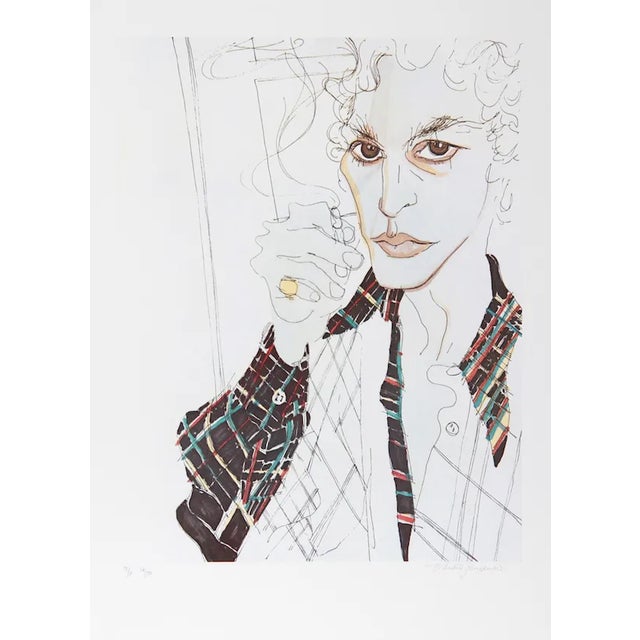 Janopoulos, "Smoking (Self-Portrait)," Lithograph For Sale