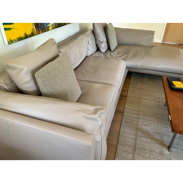 Design Within Reach Como 128.5” Sectional Sofa in Kalahari Grey Leather For Sale - Image 13 of 15