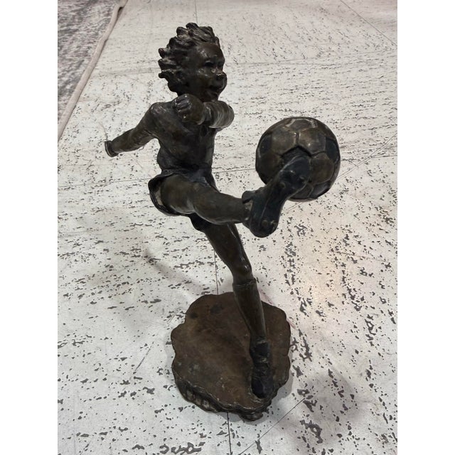 Mark Hopkins Corner Kick Sculpture Limited Edition 1992 Signed Bronze 250/950 For Sale - Image 4 of 9
