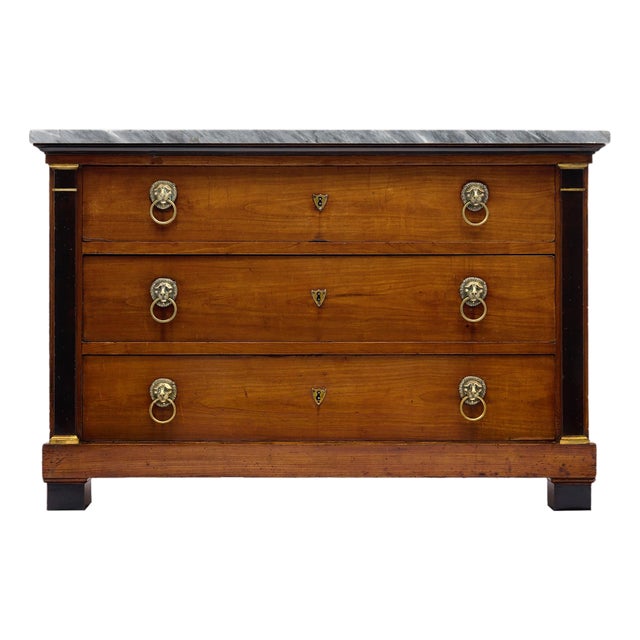 Consulat Early Empire Chest With Gray Sainte-Anne Marble Top For Sale
