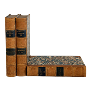 3 Decorative Leatherbound Books With Marbleized Cover Dated 1855