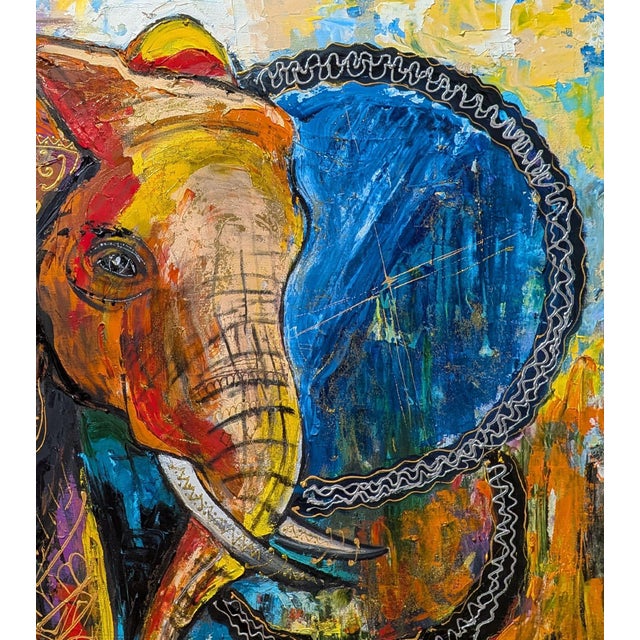 2020s Tetyana Andriyovych Elephant Original Oil Painting Art - Animal Decor Decorative Motifs For Sale - Image 5 of 9