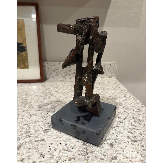 Coffee Mid-Century Modern Abstract “Twisty” Bronze Sculpture (10.5” High) For Sale - Image 8 of 11