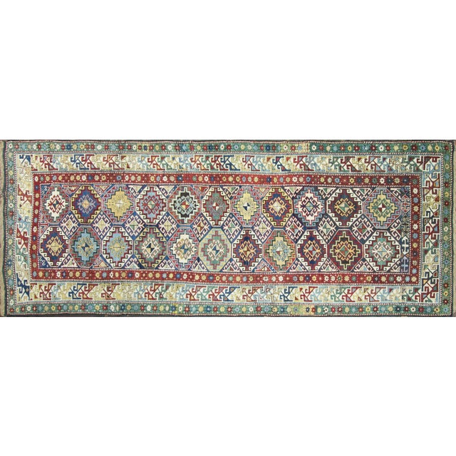 This outstanding antique Caucasian Shirvan rug is an exceptional late-19th-century tribal weaving, admired for its refined...