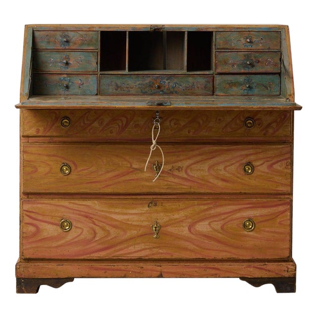 Swedish Folk Art Secretaire in Pine For Sale