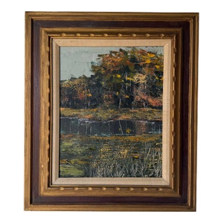 1970's Vintage Abstract Expressionist Landscape Oil Painting on Canvas – Framed For Sale