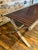 Contemporary One‑of‑a‑Kind Mahogany Slatted Bench – Custom Brushed Steel Frame Modern Industrial Design For Sale - Image 3 of 12