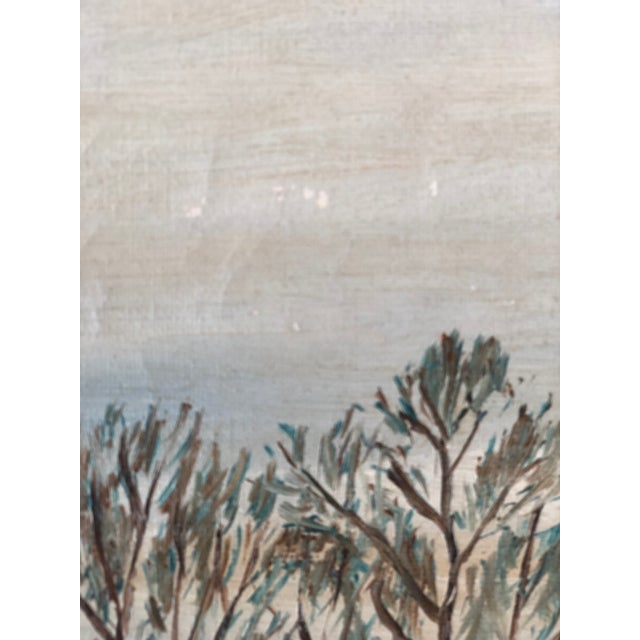 Vintage Original Cottage Oil Painting: Framed Winter Landscape Art For Sale - Image 9 of 12