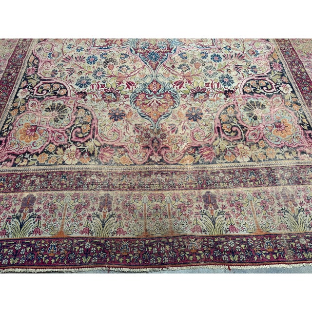 Mid 19th Century Persian Kerman Rug With Grand Floral Medallion, Circa 1850s For Sale In Los Angeles - Image 6 of 7