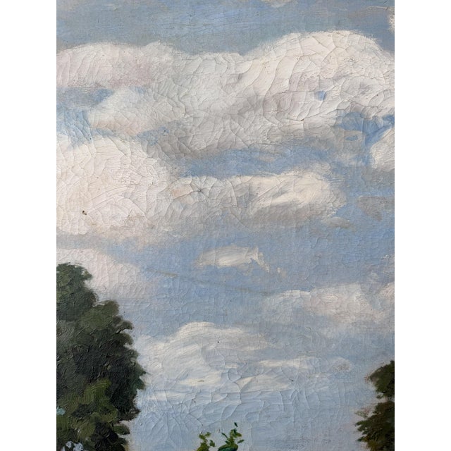 19th-Century English Garden Scene With Figures — Signed Oil on Canvas For Sale - Image 4 of 7