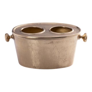 Gold Alloy Two Bottle Wine Holder For Sale
