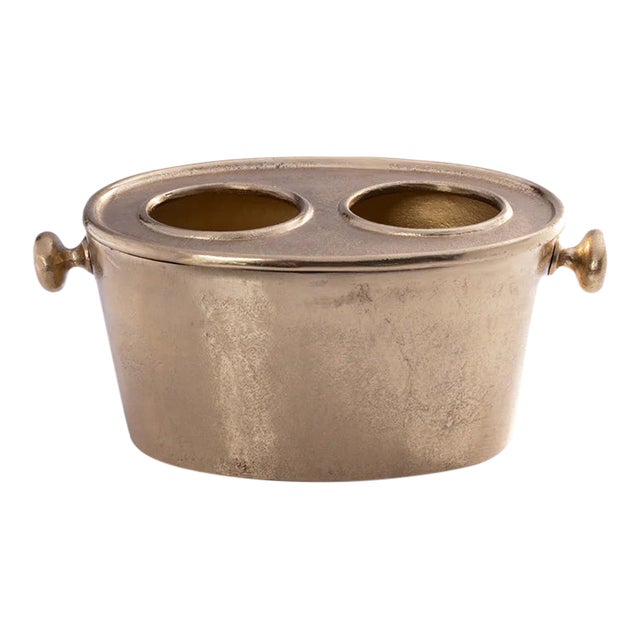 Gold Alloy Two Bottle Wine Holder For Sale