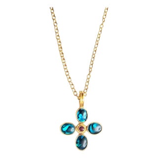 Blue Abalone Garnet Necklace For Sale