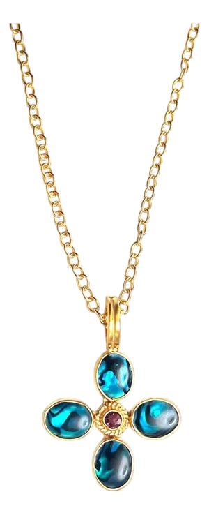 Blue Abalone Garnet Necklace
