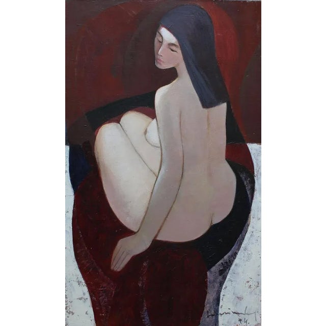 Red Laimdots Murnieks, Seated, 1974, Oil on Canvas For Sale - Image 8 of 8