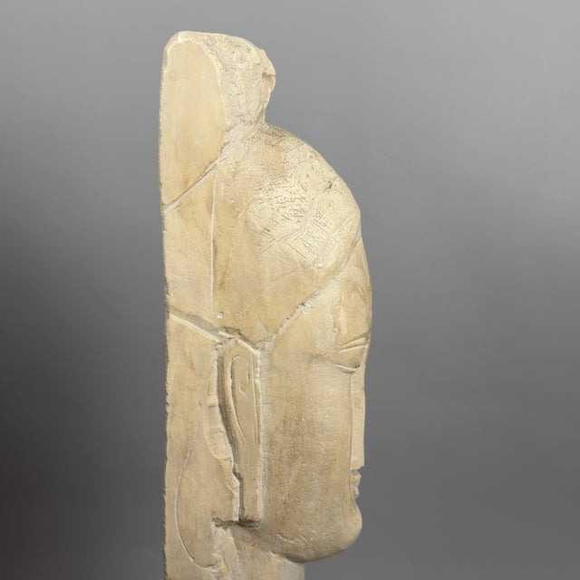 Beige Large Vintage Lithoceramic Louvre Reproduction Head Sculpture after Modigliani, 20th Century For Sale - Image 8 of 14