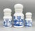 1970's Set of 3 Belgian White Milk Glass Apothecary Jars With Blue Transferware Equestrian Scenes – Victorian / English Country For Sale In Houston - Image 6 of 12