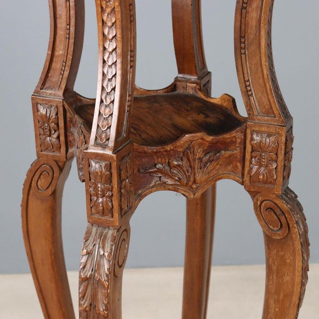 Antique Italian Plant Stand in Carved Walnut, 1800s For Sale - Image 4 of 9